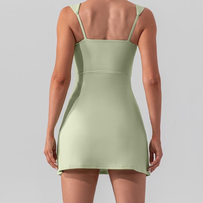 Женское летнее платье для йоги на бретелях без рукавов, высокая эластичность, однотонное, облегающее, мягкое, пляжное, короткое, летнее для фитнеса
