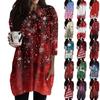 Women's Casual 3/4 Sleeve Shirts Fashion Christmas Print Tunic Tops With Pockets