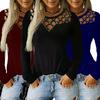 Стильная женская футболка с длинным рукавом и вырезами для повседневного шика, пуловер с V-образным вырезом