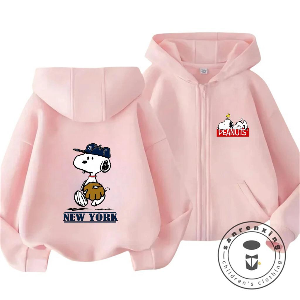 Cute Cartoon Zipper Hoodie Autumn Winter Trendy Fashion Street Style Kids Apparel Snoopy Boys Girls 3 14