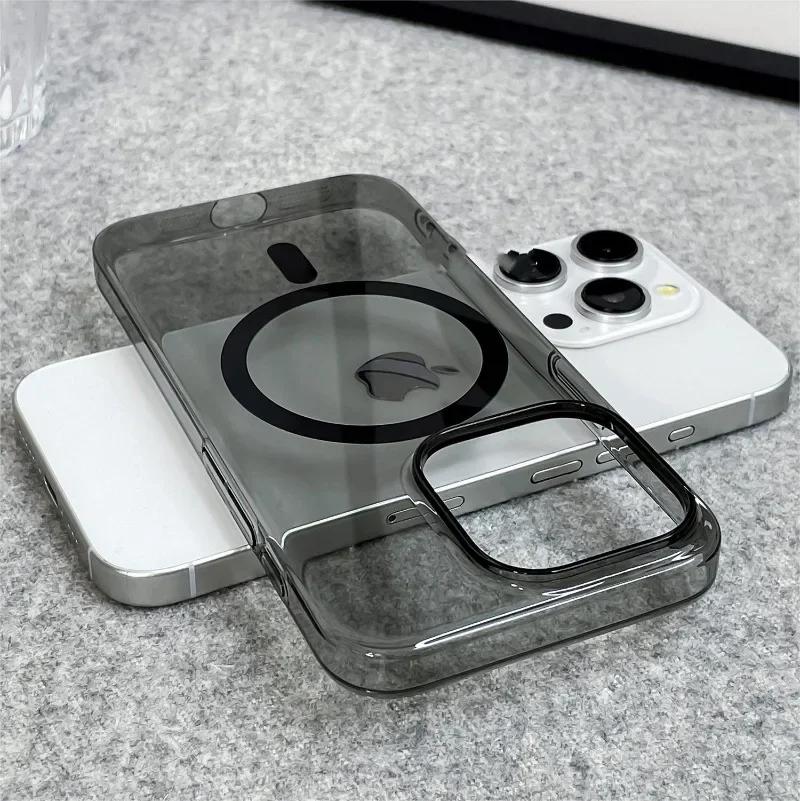 Оригинальный Ультратонкий Прозрачный Чехол Для Magsafe Для iPhone 17 16 15 14 13 12 Pro Max Plus Магнитная Беспроводная Зарядка PC Чехол