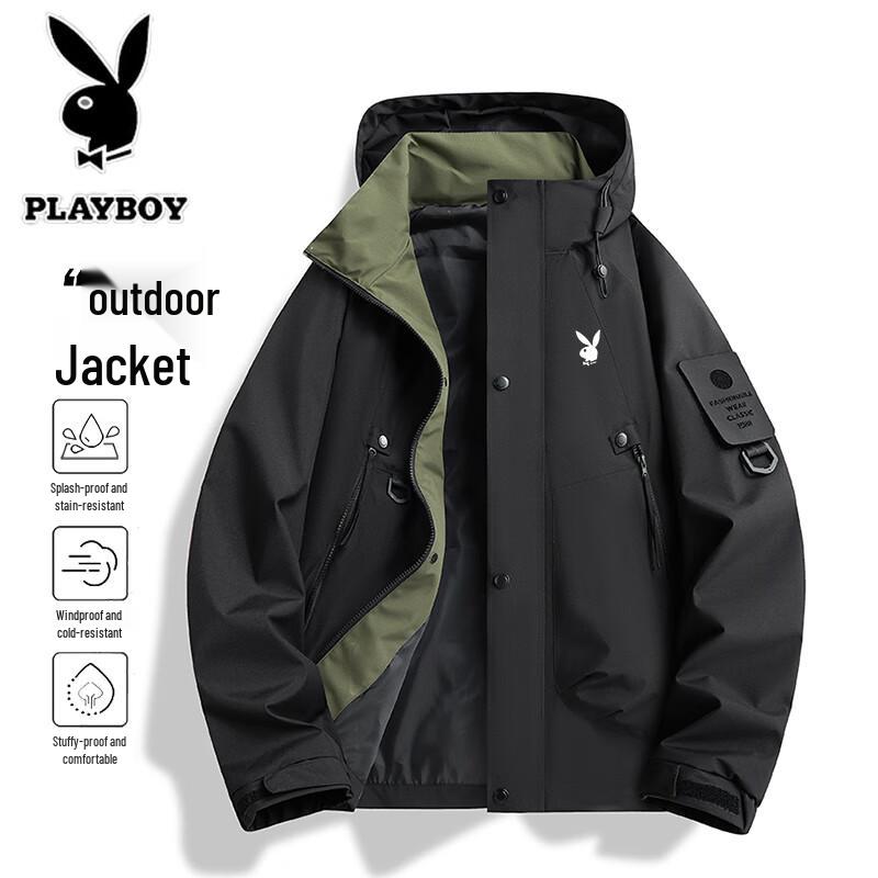 PLAYBOY Мужская уличная ветрозащитная водонепроницаемая куртка с капюшоном
