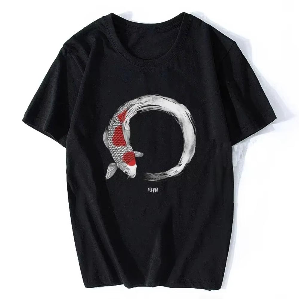 Koi Fish Enso Tops Funny T Shirt Graphic Tees Harajuku Men T Shirt Gothic Short Sleeve T Shirt Boyfriend Gift Oversize Clothes