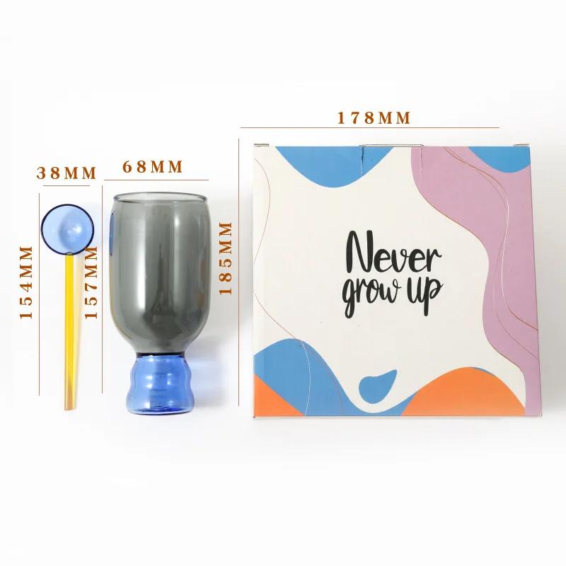 Красочный подарочный набор, стеклянная кружка с ложкой, стеклянная чашка, кофейные кружки, подарочный набор на день рождения, домашняя декоративная ваза, стаканы