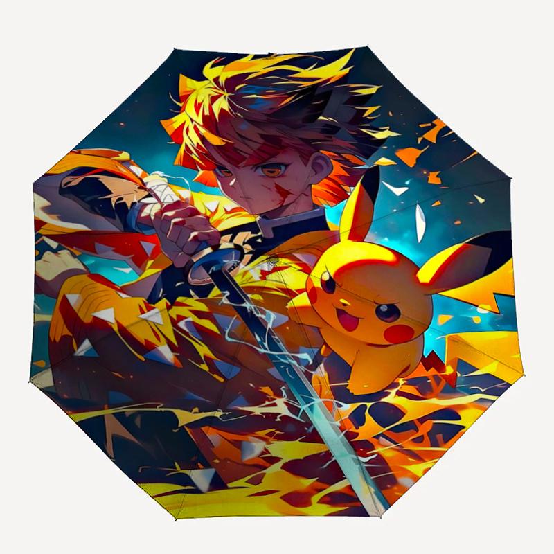 1pc Anime Character & Pikachu Automatic Open/CloseUmbrella, Portable Compact Umbrella for Men & Women I002