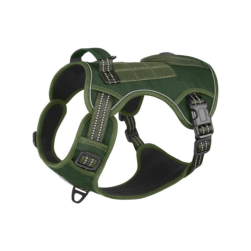 Walking Dog Harnesses with Handle D Ring Outdoor Reflective Dog Harness Vest with Pocket No Pull Adjustable Pet Tactical Vest