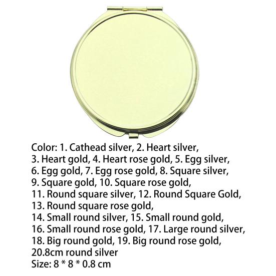 Portable Cat Head Love Heart Round Square Folding Mirror Makeup Cosmetic Tool