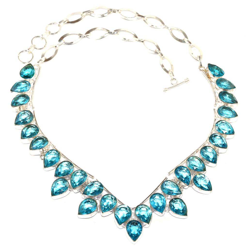 Swiss Blue Quartz Gemstone Friends Jewelry Necklace 16-18''