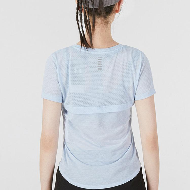 Under Armour Однотонная футболка с круглым вырезом, женские топы, светло-голубой 1361371-438