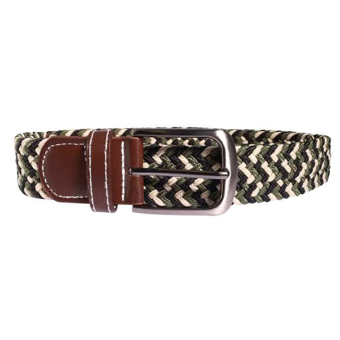 Ceinture textile - XXL - 100 cm - Polyester & simili cuir - Vert foncé