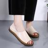 Женские римские сандалии для улицы, повседневные белые кожаные туфли на плоской подошве, летние туфли большого размера с открытым носком для девочек