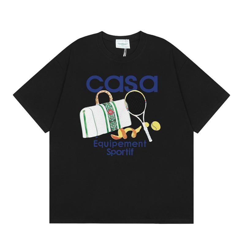 Casablanca Print T-Shirt Men Women Loose Fit Short Sleeve Casual Top