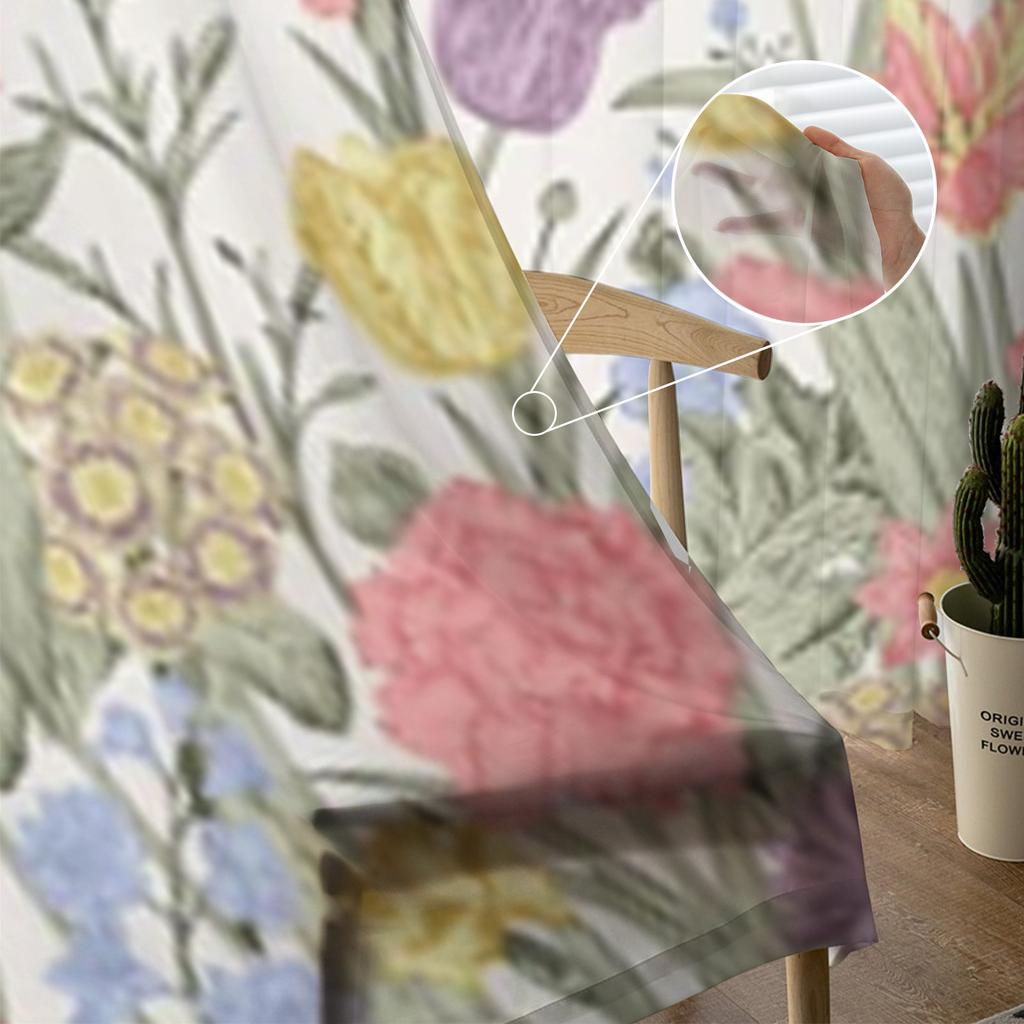 Прозрачные шторы с весенними цветами для окон гостиной, прозрачная тюль-вуаль, занавески для спальни, домашний декор