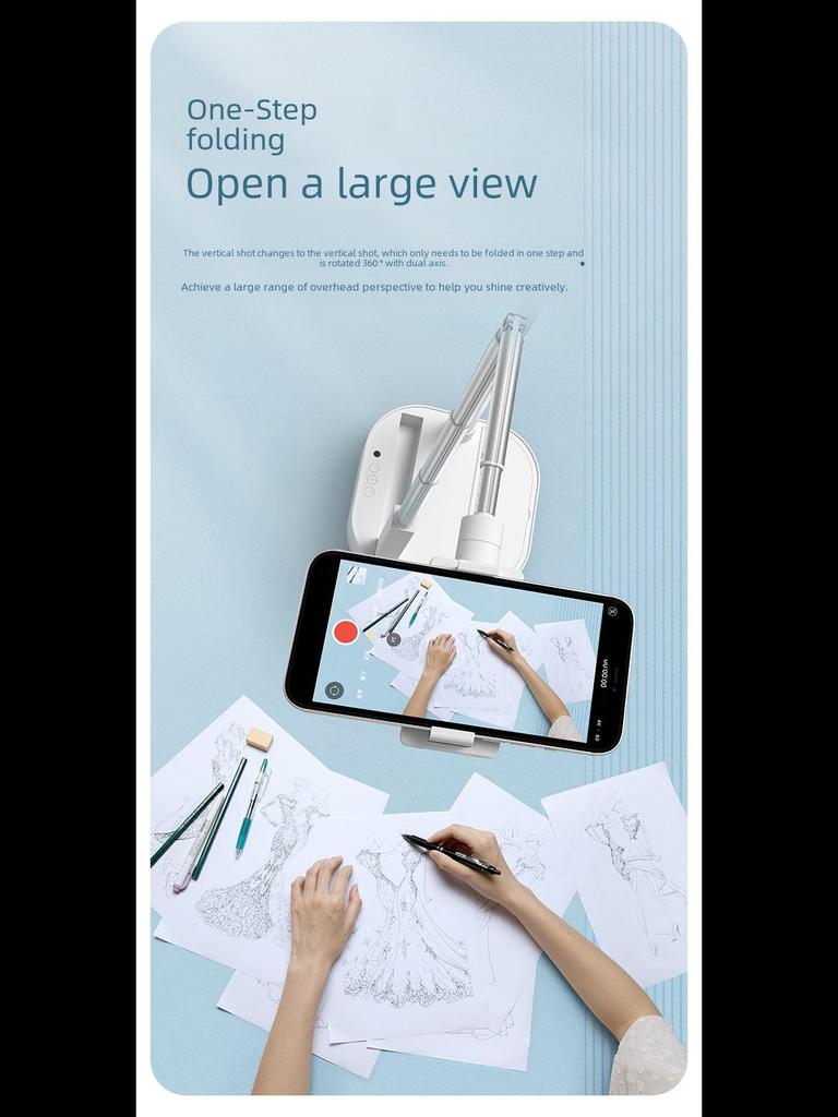 Беспроводная стойка для прямых трансляций со встроенным заполняющим светом и регулируемой функцией верхней съемки