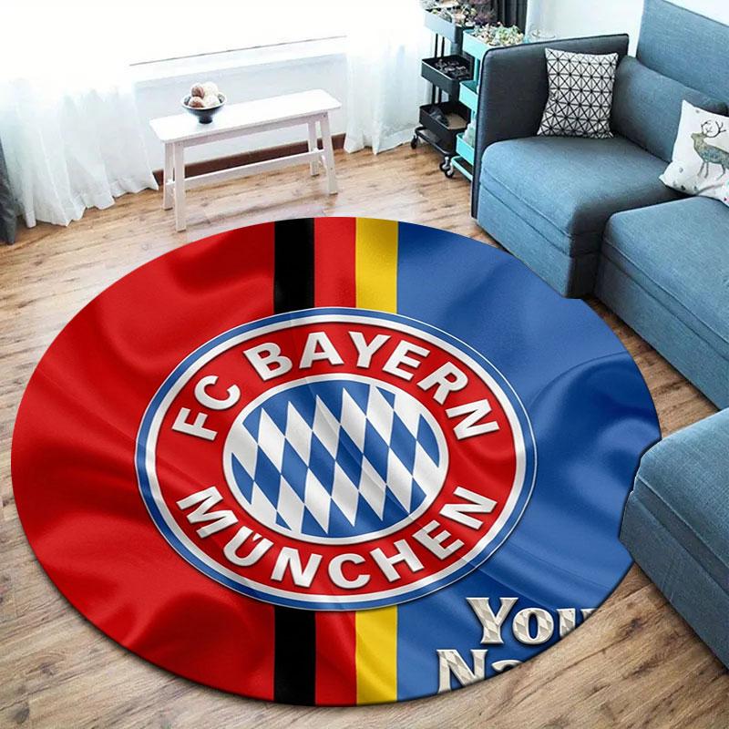 FC Bayern Munchen Custom Name Round Area Rug,Carpet Rug for Living Room Bedroom Sofa Playroom Decor,Non-slip Floor Mat