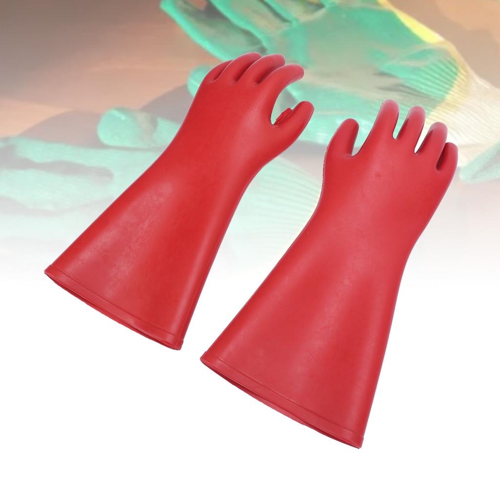 2 Pcs Electrical Insulated Gloves Red Rubber 12kv High Voltage Resistant Anti Cutting Piercing Elect