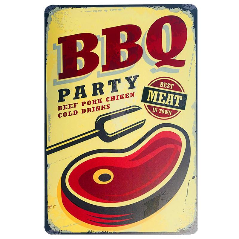 HD Металлическая жестяная табличка Винтажная Фаст-фуд BBQ Настенный Декор Ретро Гамбургер Хот-дог Сырная Колбаса Табличка для Кухни Столовой Ресторана