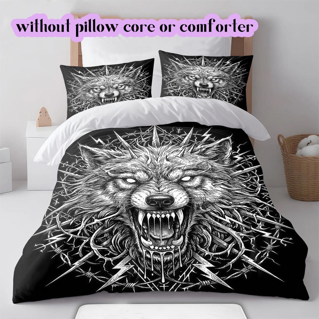 Thorn animals Pattern Bedding Quilt Set Quilt Cover Pillowcase Home Decoration Birthday Gift (1 * duvet cover + 2 * pillowcase, without core)