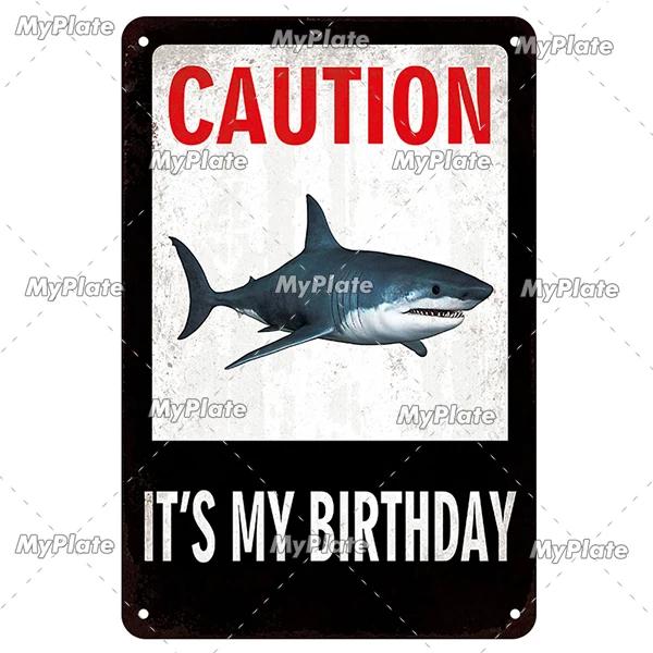 [MaPalte] Винтажный Предупреждающий Металлический Знак Акулы Жестяной Знак Украшение Табличка Домашний Настенный Декор Знак для Бара Домашний Декор Постер Дропшиппинг