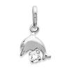 [F4964] - Silver Pendant 'Dauphin Tendresse' Silver White - 8x9 Mm
