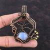 Подвеска Древо Жизни из Голубого Кружевного Агата, Обмотанная Медной Проволокой, Подвеска из Драгоценного Камня Ручной Работы, Медное Украшение, Подарок для Мамы, Подвеска Уникального Дизайна
