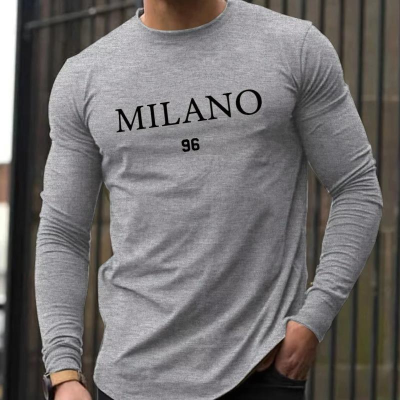 Мужские футболки с длинным рукавом 3D Milano с принтом, повседневные, минималистичные, спортивные - Мягкая полиэстеровая ткань средней эластичности, одежда свободного кроя для весны и осени