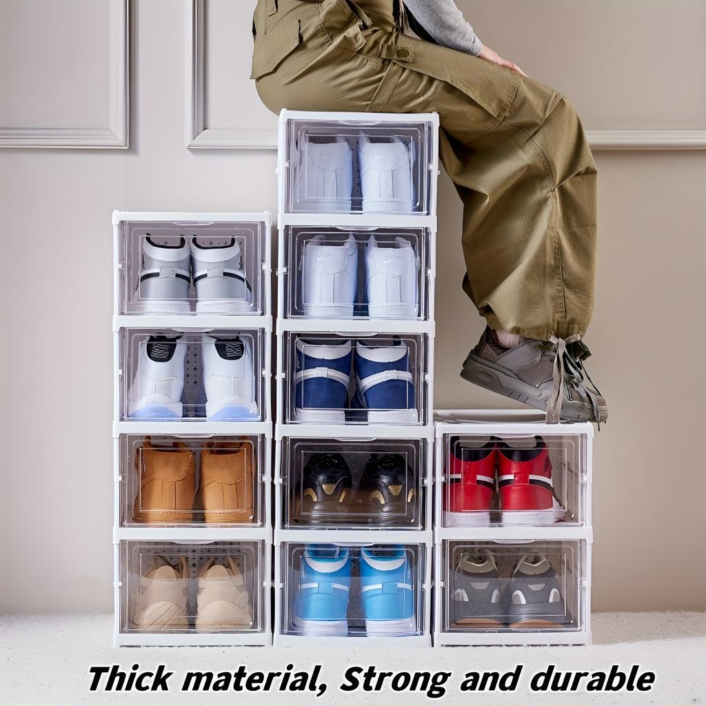 1pc 3/6-Layer Transparent Shoe Box - Stackable, Foldable, Dustproof High-Top Shoe Cabinet with Multiple Storage Options