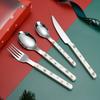 Набор рождественских мультяшных ножей и вилок из нержавеющей стали 4 предмета Столовые приборы Подарочная коробка Высококачественная посуда