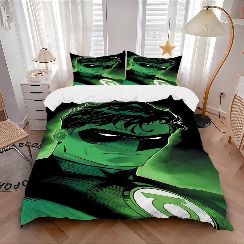 3pcs Green Lantern symbol Duvet Cover Set, 1 Duvet Cover + 2 Pillowcases (No Insert), High-Definition Print for All Seasons,Durable yy251103043