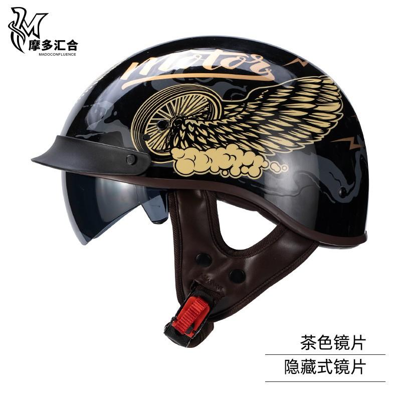 Vintage Style Half Face Motorcycle Helmet ABS Material 3C Certified Unisex Scooter Moped Riding
