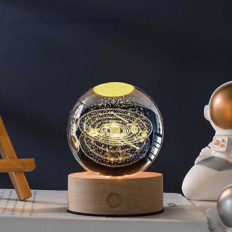 Xmas Creative Sun Galaxy Glowing Crystal Ball Ornament Milky Way Night Light Bedroom Bedside Decorations Christmas Gift Desktop Decor