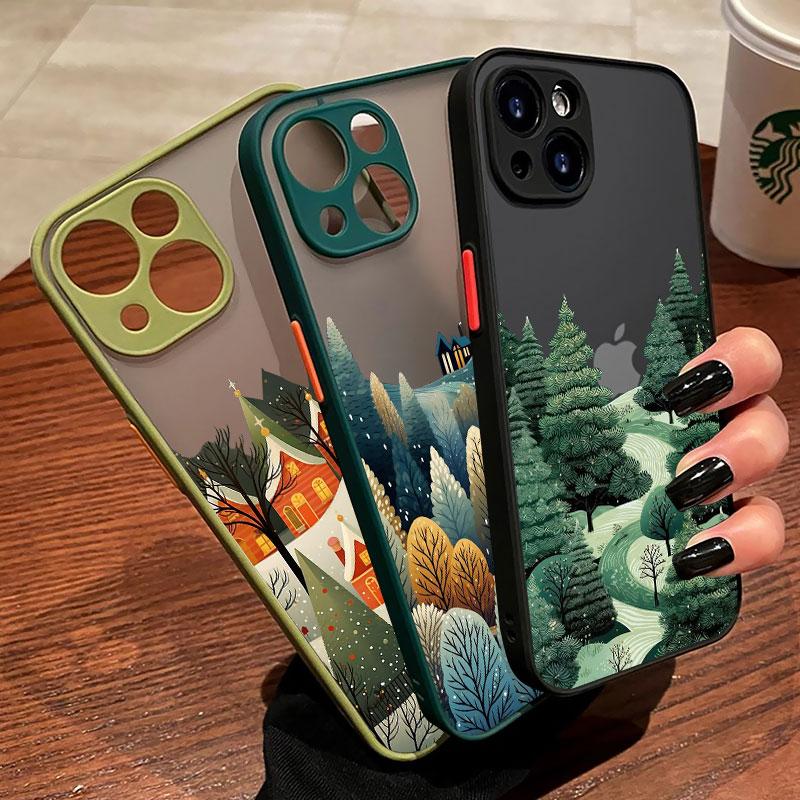 Snowy Winter Trees Scenery Phone Case For iPhone 13 Mini 12 11 Pro Max 16 15 14 Pro Max Plus X XR XS 7 8 Plus SE2 Back Covers