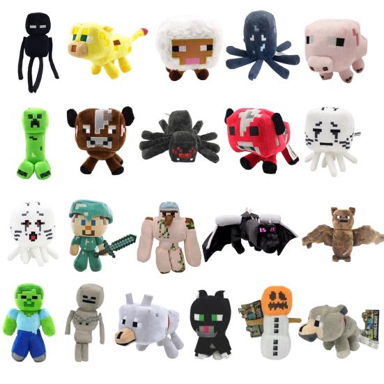 Милый Яркий Вид Высокая Симуляция Удобная Плюшевая Кукла Minecraft Мягкая Мультяшная Игровая Кукла Свинья Кальмар Кот Плюшевая Игрушка Домашнее Украшение