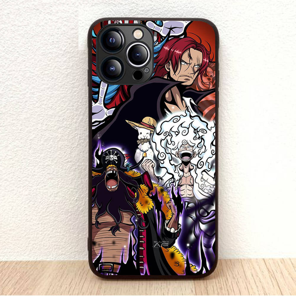 BW-2 Anime One Piece Soft Black Case for iPhone XR 14 15 11 12 13 6 7 8 X XS Pro Max Samsung S22 S23 S21 S24 FE Ultra S8 Plus