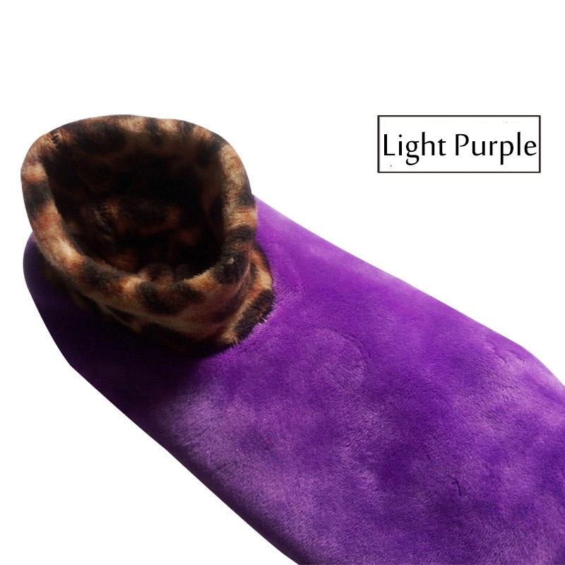 Зимние коралловые бархатные противоскользящие бахилы с леопардовым принтом, домашние теплые эластичные носки-тахо