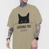 Judging You Silently Print T Shirt Men Women Sarcastic Humor Streetwear Short Sleeve Harajuku Cat Tee Male 100 Cotton Fun Shirt