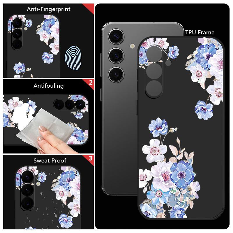 Мягкий ТПУ чехол с цветочным узором для Samsung Galaxy S25 S22 S23 S24 Ultra S24 FE A56 A55 A53 A54 A15 A16 A36 5G силиконовый чехол для телефона