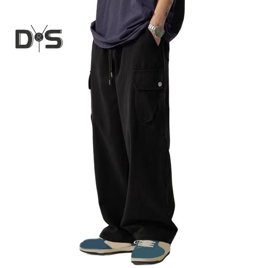 Мужские брюки-карго с несколькими карманами в американском стиле, прямые, широкие, свободные, с завязками на резинке, на талии, для повседневных путешествий