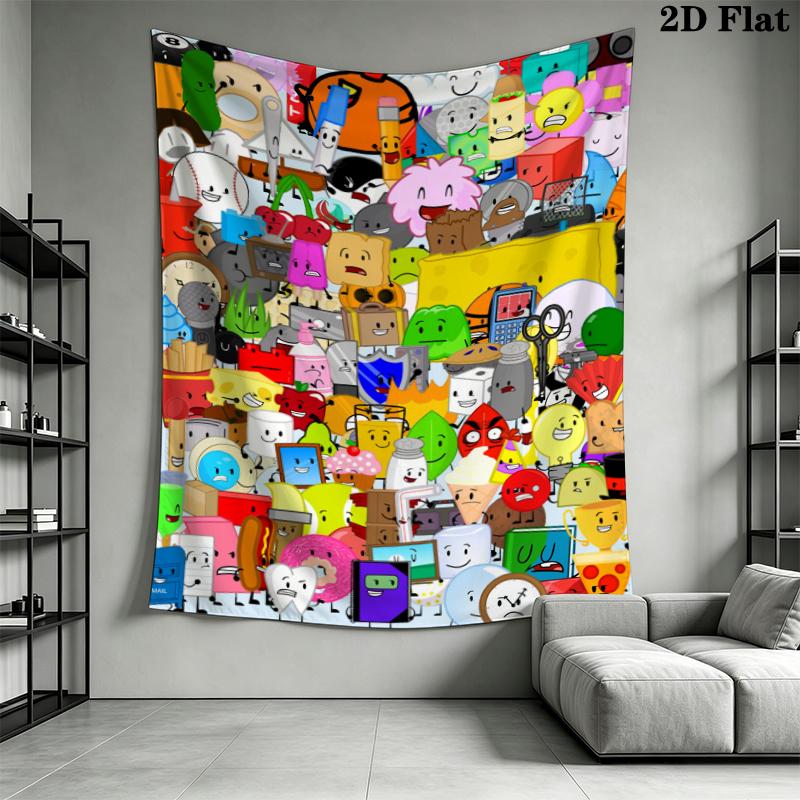BFDI Wall Tapestry Aesthetic Wall Hanging Printed Fabric Blanket Decorative Tapestries for Bedroom Living Room Home Decor