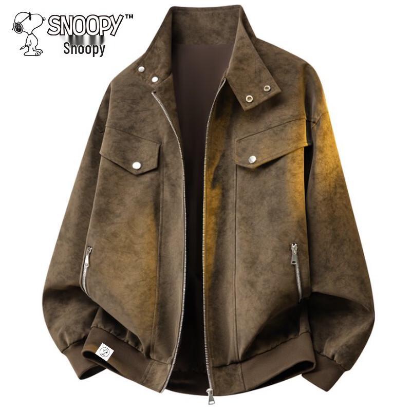 Snoopy Men's Retro American Style Casual Faux Leather Jacket