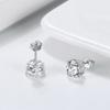 Jewelry S925 Sterling Silver Diamond-studded 8mm Round Stud Earrings Temperament Diamond Earrings 4A Zircon