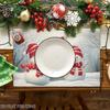 4pcs/6pcs Christmas Table Placemats, Snowman Trio Pattern for Home Kitchen Placemats, Suitable for Home Kitchen Restaurant Decor, Holiday Party Table