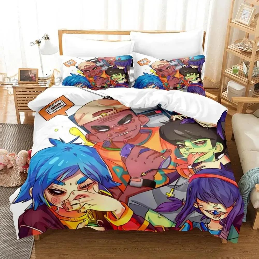 Комплект постельного белья Gorillaz Односпальный Полуторный Двуспальный Кинг-сайз Комплект для кровати Взрослый Детский Спальня Комплекты пододеяльников 3D-принт Игровой комплект простыней