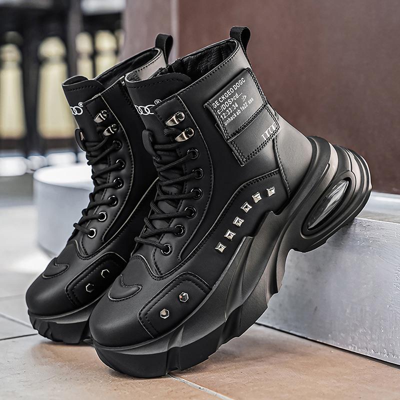 Fashion Men's High‑Top Boots, Thick Wear‑Resistant Sole & Comfort Lining, For Hiking, Camping & Outdoor Adventures