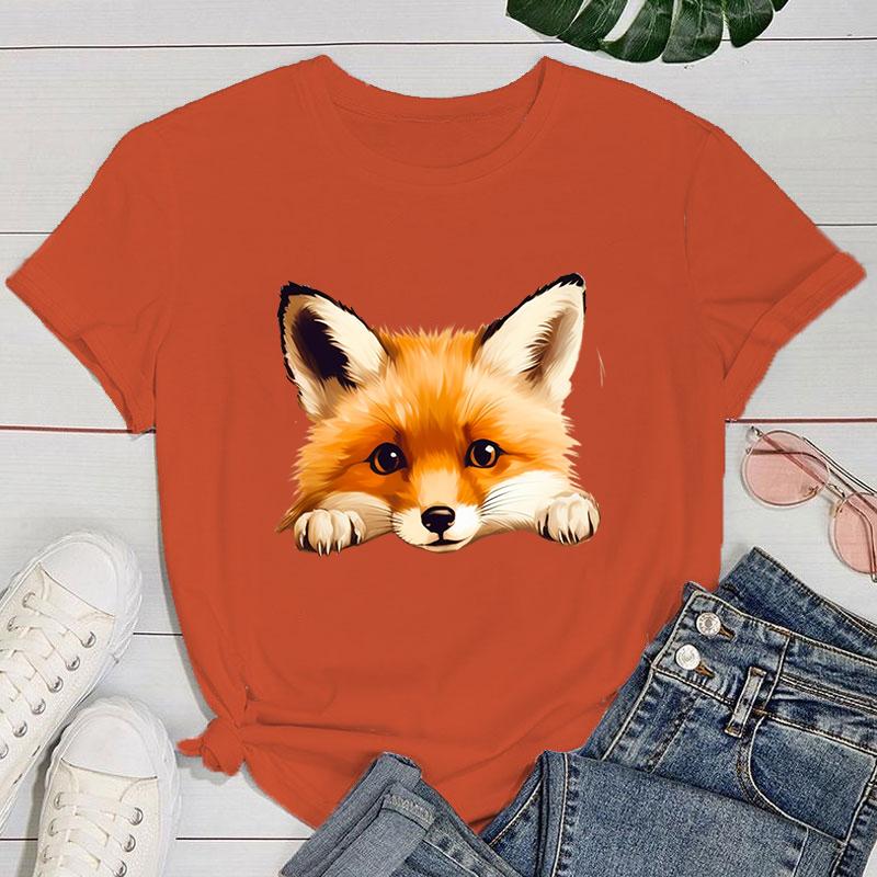 (Премиум-футболка)Новая модная футболка с графическим принтом лисы, модная повседневная футболка с коротким рукавом