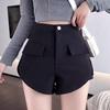 Plus Size Women's Black High Waist A-line Wide Leg Bootcut Shorts - Slimming & Elastic Waist