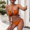 Трендовое женское бикини халтер 2024 - Утягивающий, С эффектом пуш-ап, Купальник с завязками на спине