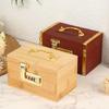 Wooden Combination Lock Piggy Bank Secure Box for Kids Savings Portable Treasure Storage Box with 3 Digit Lock for Home Gift
