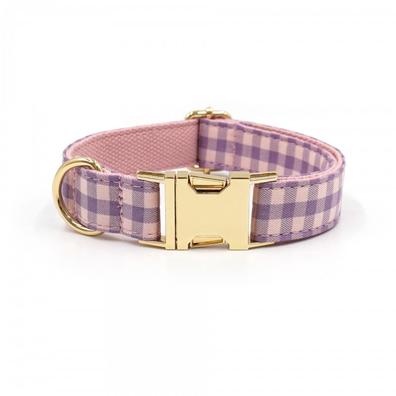 Plaid Dog Collar Leash Set With Bowknot Accessory Adjustable Sizes XS To XL Small Medium Dogs