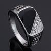 Men Concise Drip Rhinestone Charm Finger Band Wide Ring Triangle Oil ARI